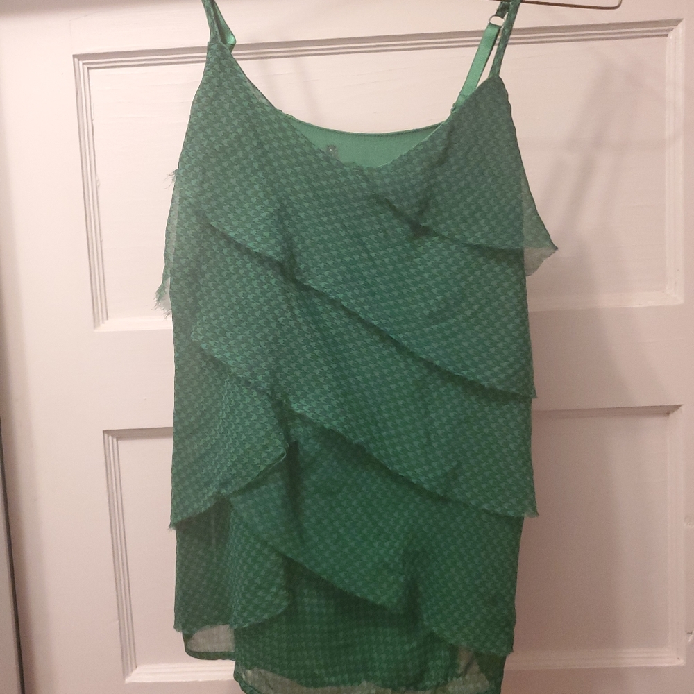Green spaghetti strap tank top